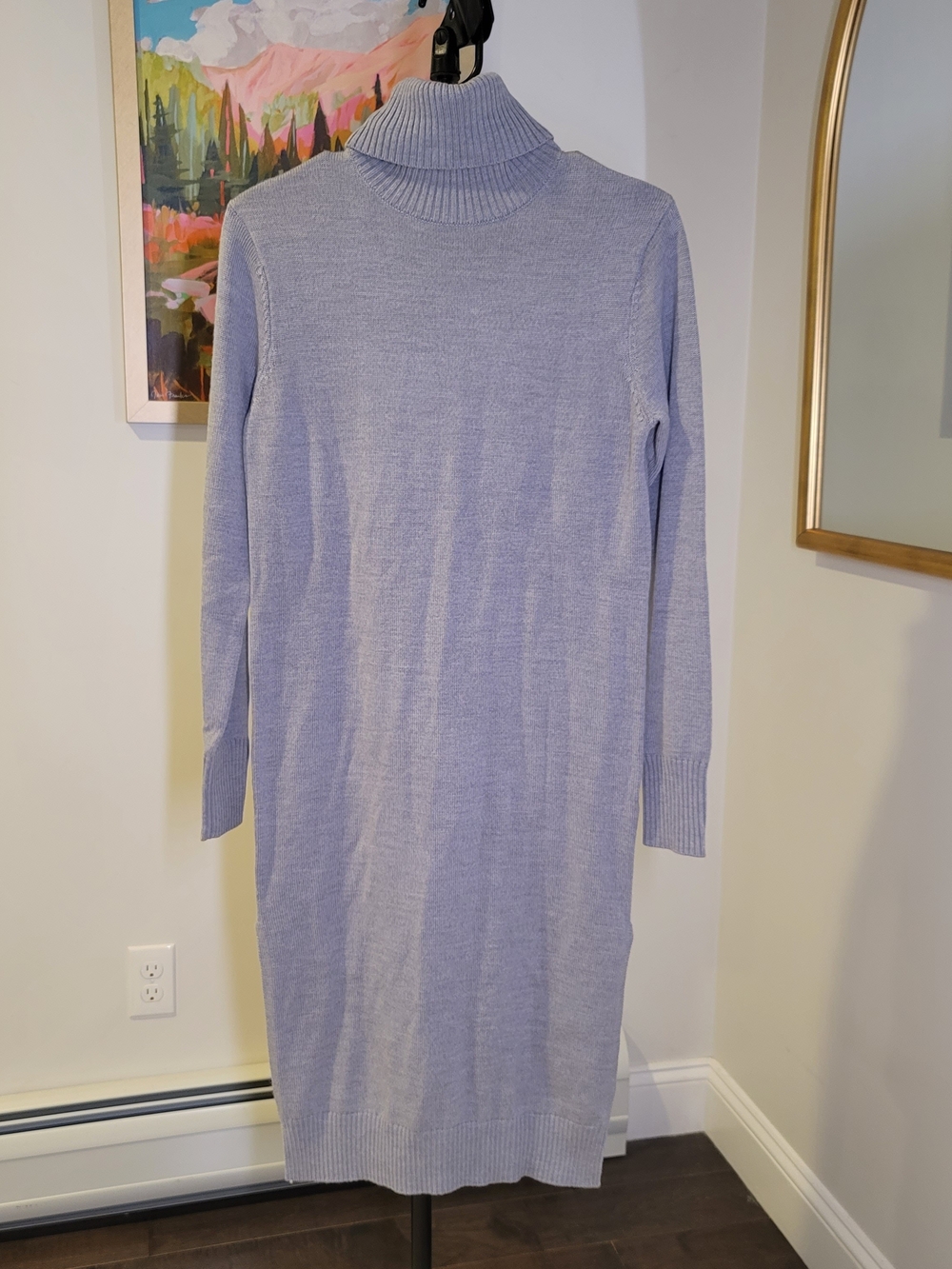 FRANK and OAK Merino Wool Turtleneck Sweater Dress‎ Midi Gray Women's Size XS